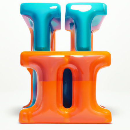 Colorful plastic alphabet on white background. Computer generated 3D photo rendering.の素材