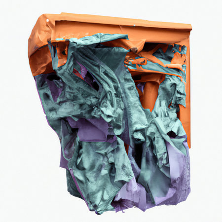 Abstract 3D crumbled object made of complex molded concrete.の素材