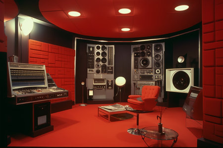 3D rendering of the interior of a recording studio with a professional equipmentの素材