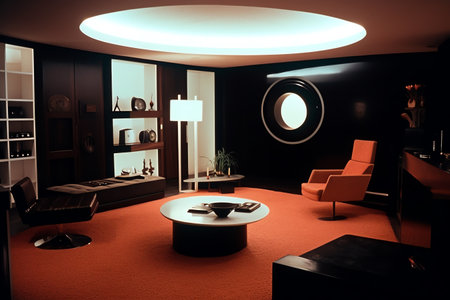Interior of modern living room with sofa, armchair and coffee tableの素材