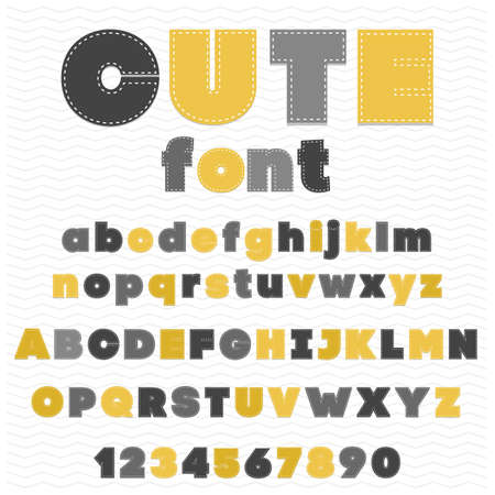 cute Colorful childish font / made by threats / uppercase and lowercase included in typeface /のイラスト素材