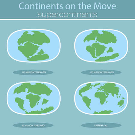 Tectonic Plates on the planet Earth. modern continents and tectonic plates infographics Set of icons Earthのイラスト素材