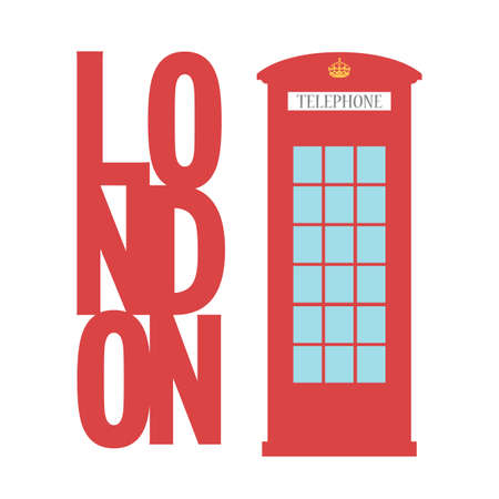 United Kingdom Telephone Box London public call vector London wordのイラスト素材