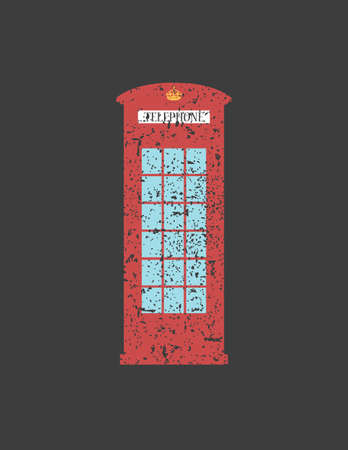 British telephone box London vintage style London word, London public call,のイラスト素材