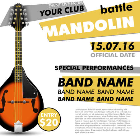 Mandolin Festival poster Mandolin battle live concert acoustic folk music indie music modern poster music poster music festivalのイラスト素材