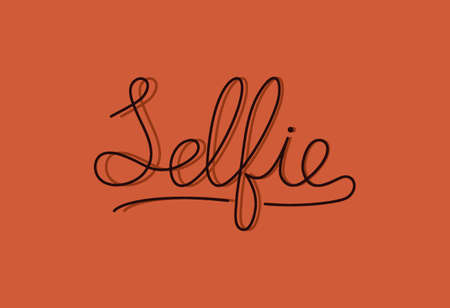 Sign Selfie lettering monoline to take selfieのイラスト素材