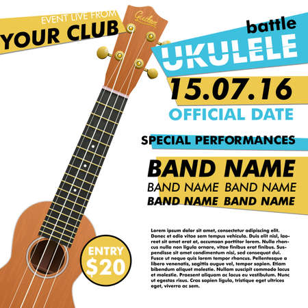 Ukulele show poster for your design ukulele battle live concert acoustic folk music indie music poster ukulele poster music event music performanceのイラスト素材
