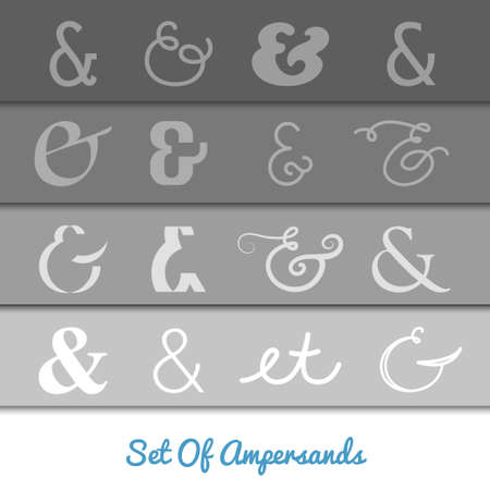 Set of decoration ampersands for letters and invitation on black background. Hand drawn type.のイラスト素材