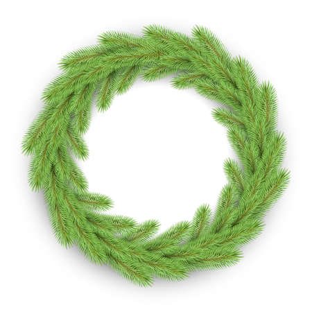 vector green christmas wreath, with ice. realistic wreath on grey background for your christmas designのイラスト素材
