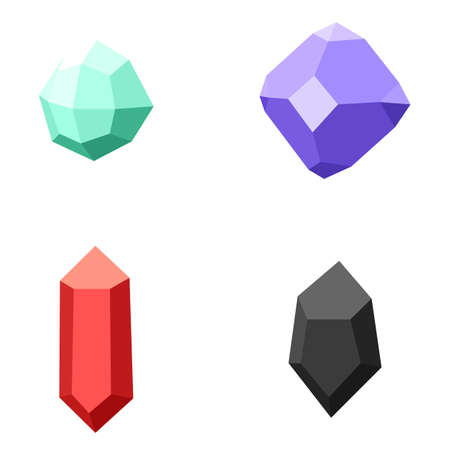 set of gemstones, colorful stones isolated on whiteのイラスト素材