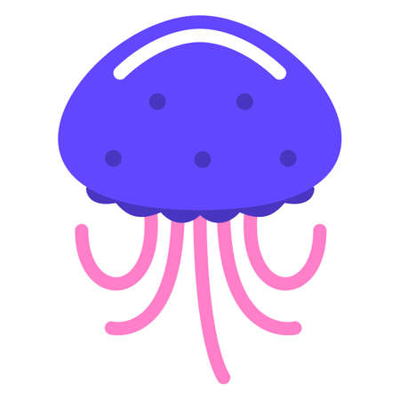 marine icon with cartoon flat animal isolated on whiteのイラスト素材