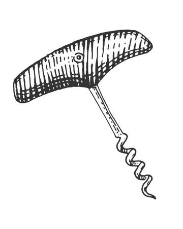 corkscrew isolated on white hand drawn engraved illustration in vintage oldのイラスト素材