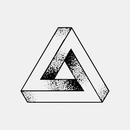 Set of impossible and other tattoo shapes, dotwork, blackwork all made of dots. Geometrical, sacred figures stars and cubesのイラスト素材