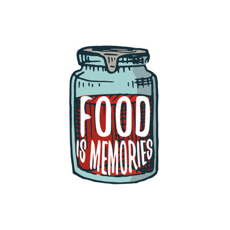 jam or kitchen utensils, cooking stuff for menu decoration. baking logo emblem or label, engraved hand drawn in old sketch or and vintage style. Food is memoriesのイラスト素材