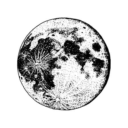 planets in solar system. moon and astrology. astronomical galaxy space. orbit or circle. engraved hand drawn in old sketch, vintage style for labelのイラスト素材
