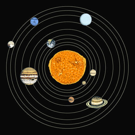 Planets in solar system illustration.