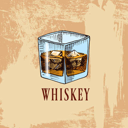Whiskey label vintage hand drawn border typography blackboard vectorのイラスト素材