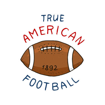 native american football. game and sport. college play. old orange ball. label or badge. engraved hand drawn in old sketch.のイラスト素材