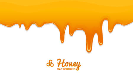 Honey or natural farm product. beekeeping or garden. Health, organic sweets, medicine illustration, agriculture. food in honeycomb cooked by bees. background for text. Card or poster for web site.のイラスト素材