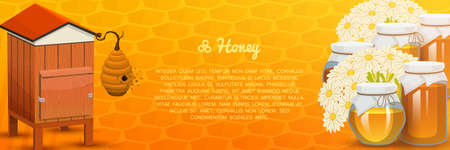 Honey or natural farm product. Health, organic sweets, medicine illustrationのイラスト素材