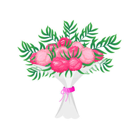 Wedding botanical flowers for the groom and the bride. Bouquet with leaves and buds for the newlyweds. Vector illustration for card. a symbol of love of romanceのイラスト素材