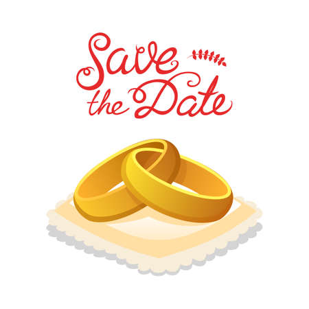 wedding gold rings for the bride and groom. a symbol of love. vector illustrationのイラスト素材