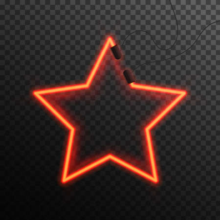 Glowing Neon effect. Shining abstract star or polyhedron. Night club or bar concept on dark background.のイラスト素材