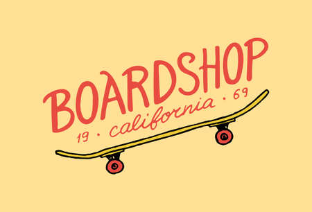 Skateboarding label. Urban design for Skater. engraved hand drawn sketch in monochrome vintage Letting. An inscription or a phrase.のイラスト素材