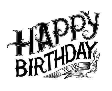 Happy Birthday text. Hand drawn lettering. Grunge Element. Typography Brush. Illustration for banner, poster and greeting card.のイラスト素材