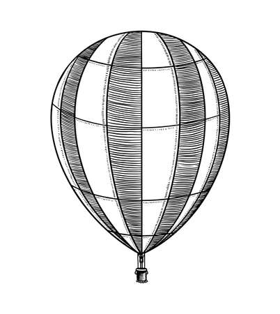 Vintage Hot Air Balloon. Vector retro flying airship with decorative elements.のイラスト素材