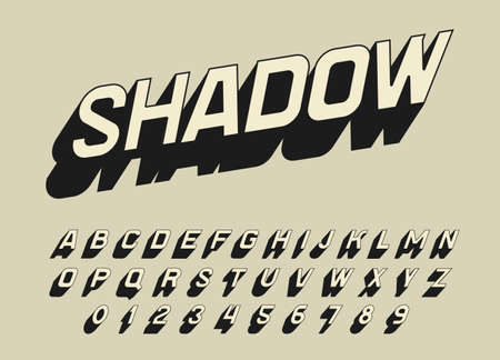 Vintage Pop art font for posters. Comic retro game alphabet. Futuristic 80 s typeface, editable and layered. Vector modern chrome letters in shadow style for banners.のイラスト素材