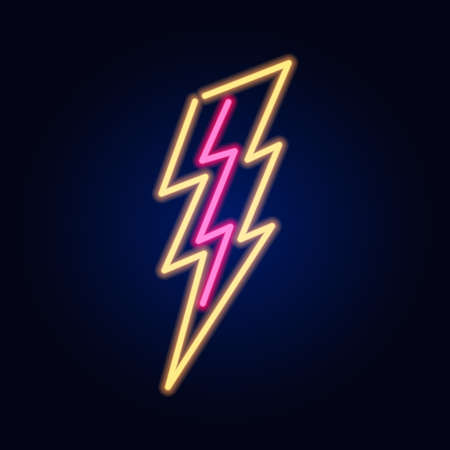 Neon spark or Lightning. Fashion sign. Night light signboard, Glowing banner. Summer emblem. Female Dreams.のイラスト素材
