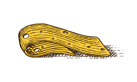 Cheese for market or grocery store. Fresh organic milk. Vector Engraved hand drawn sketch for label, emblem, poster or menu.のイラスト素材