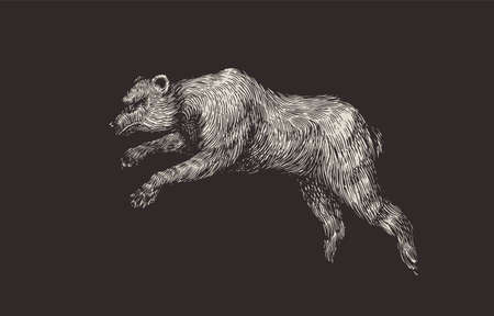 Cave bear. Extinct brown animal. Vintage retro vector illustration. Doodle style. Hand drawn engraved sketchのイラスト素材