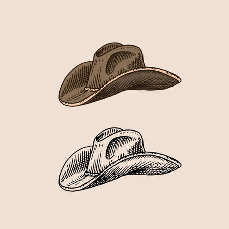 Vintage Hat. The cowboy. Elegant men. Retro fashion. English style. Hand drawnのイラスト素材