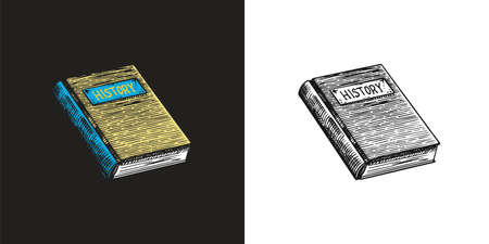 Old vintage history book for t-shirt and typography, Antique shop badge. School textbooks. Old...