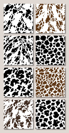 Animal background. Cow Hide, Holstein cattle texture. Mammals Fur. Print skin. Predator Camouflage. Printable Vector illustration.のイラスト素材