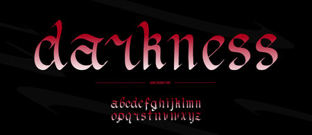 Gothic alphabet. Medieval handwritten typeface in old style made with calligraphy pen. Traditional font for authentic projects engraved on paperのイラスト素材