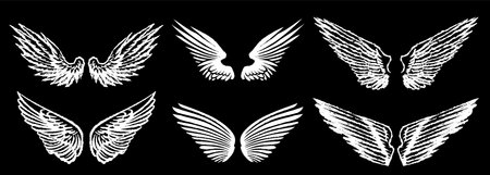 Grunge angel wings. street art style drawing. brush drawn elements. Can be used as bird, devil or...