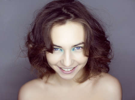 Portrait of a smiling beautiful girlの写真素材