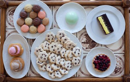 tray with sweetsの写真素材