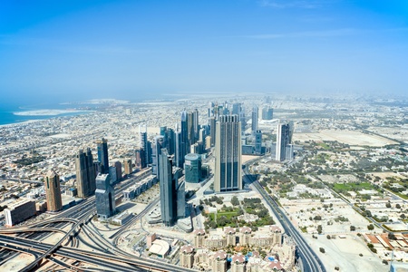 The top view on Dubai from the highest tower in the world, Burj Khalifa  828 metres   United Arab Emirates のeditorial素材