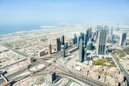 The top view on Dubai from the highest tower in the world, Burj Khalifa  828 metres   United Arab Emirates のeditorial素材