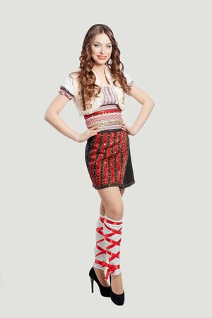 Portrait of beautiful woman posing in studioの写真素材
