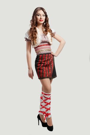 Portrait of beautiful woman posing in studioの写真素材
