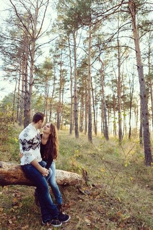 Young couple in love outdoorの写真素材