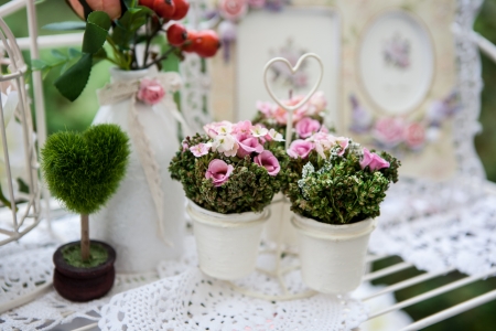 Beautiful spring flowers in a white vaseの写真素材