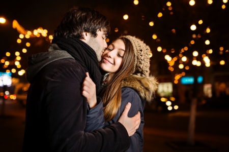 Young couple in love outdoorの写真素材