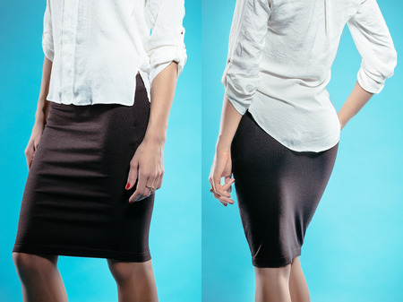 Woman in black skirt collageの写真素材