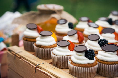 Cakes with berries and fruits